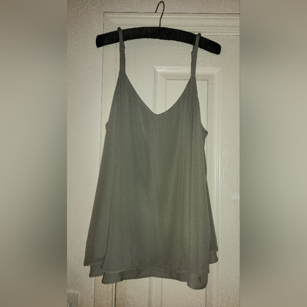 Torrid Sophie Sage Green Layered Adjustable Straps Chiffon Camisole Top Size 2
